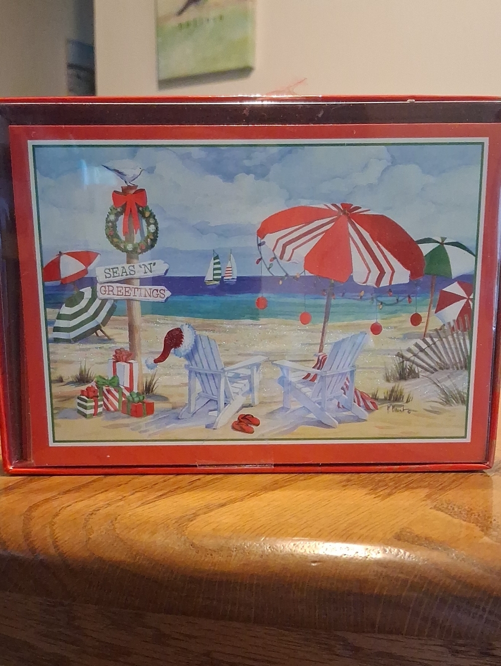 Seaside Holiday Card Pack - Red & Blue Beach Illustration